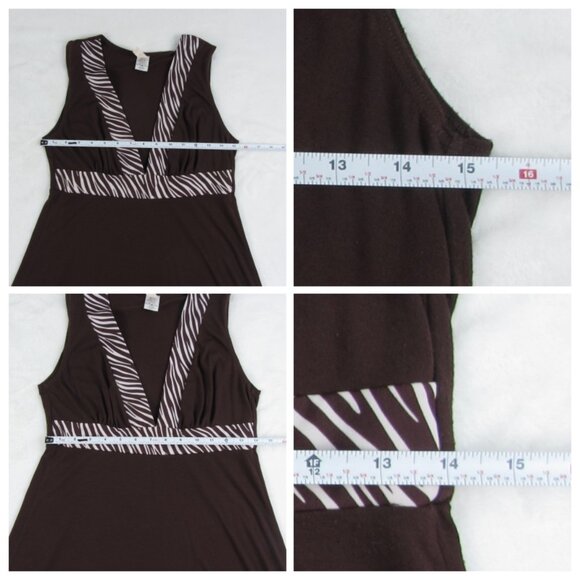 Tropical Honey Sleeveless Tunic Coverup with Zebra Trim Size S Brown - Picture 5 of 7